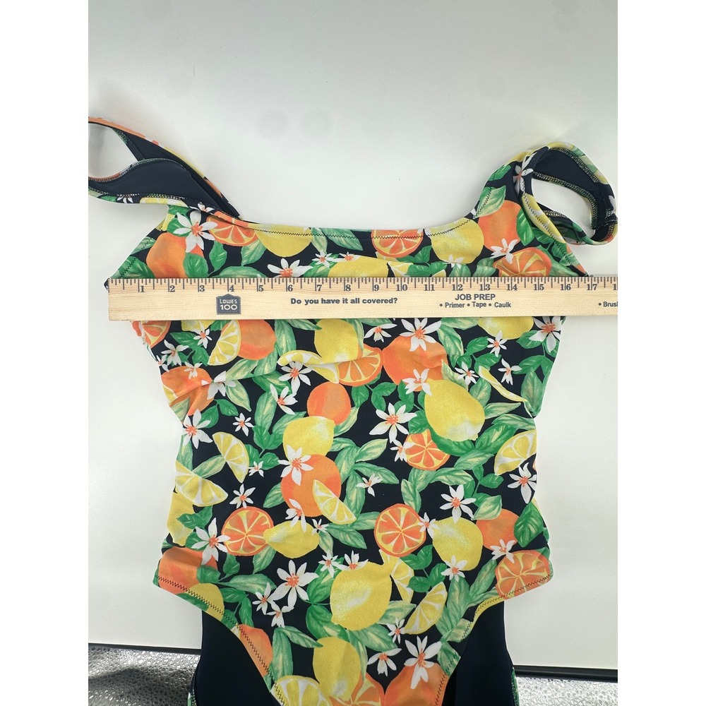 Old Navy Citrus Lemon Orange Print Twist Back One‎ Piece Swimsuit XL Navy Blue - Picture 2 of 13